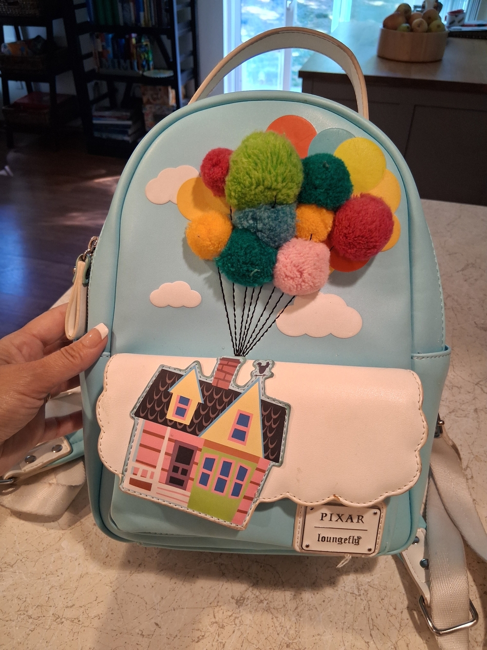 Loungefly DISNEY UP! Light Blue Balloon Pom-Pom Backpack